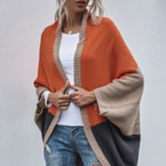 Color block batwing drapery cardigan - Picture 4 of 4